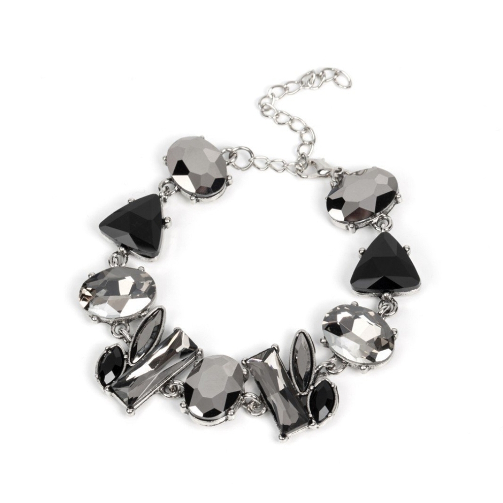 Paparazzi Silver and Black Geometric Bracelet Marvelously Modish Fashion Jewelry